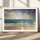 Golden Sunset Beach Triptych Canvas Wall Art for Living Room