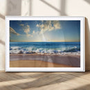 Serene Ocean Sunset Canvas Wall Art - Beach Waves at Sunset,
