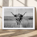 Texas Cow Longhorn Wall Art Canvas Print for Farm House Wall