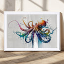 Watercolor Vibrant Octopus Wall Art Canvas Print | Abstract