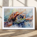 Watercolor Sea Turtle Wall Art Canvas Print - Vibrant Ocean