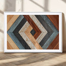 Geometric Wood Art Wall Decor Canvas Print, Rustic Wooden