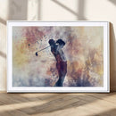 Abstract Watercolor Golf Player Wall Art Canvas Print