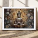 Golden Buddha Wall Art Canvas Print | Zen Meditation Floral