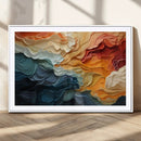 Blue Orange Abstract Wave Wall Art Canvas Print, Framed Blue