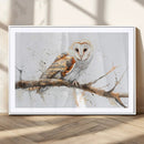 Barn Owl Wall Art on Branch | Stunning Canvas Print for