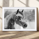 Black Horse Winter Wall Art | Ready to Hang and Framed |