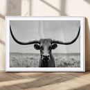 Longhorn Bull Canvas Print | Rustic Farmhouse Wall Art |