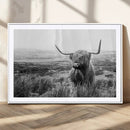 Scottish Highland Cow Wall Art | Black and White Canvas by MyGreatCanvas | Canvas Wall Art Prints | Photo Prints & Wall Decor