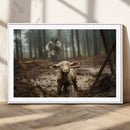 Jesus Running After a Lost Lamb Canvas Wall Art Print