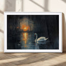 Abstract Swan on Water Wall Art Canvas Print - Elegant