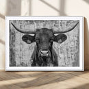 Abstract Longhorn Bull Wall Art Canvas Print - Rustic Texas
