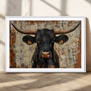 Rustic Texas Artwork Wall Art Canvas Print - Abstract Cow