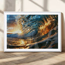Ocean Wave at Sunset Canvas Wall Art – Vibrant Coastal Beach