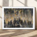 Golden Forest Abstract Wall Art | Dark Forest with Gold