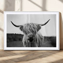 Highland Cow Wall Art | Black and White Farmhouse Decor |