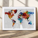Colorful World Map Canvas Wall Art Print, Contemporary