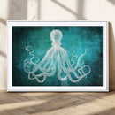 Green Octopus Abstract Wall Art Canvas Print