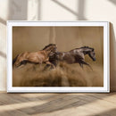 Large Wall Art Canvas Print – Two Running Brown Horses