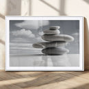 Still Life Black and White Zen Stones Wall Art Canvas,