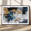 Blue and Gold Abstract Canvas Wall Art – Triptych Modern