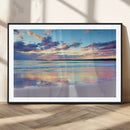 Tranquil Pastel Sunset Beach Triptych Canvas Art, Soothing