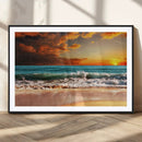 Golden Sunset Beach Canvas Wall Art – Triptych Seascape