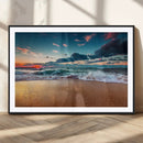 Sunset on Beach Wall Art Ocean Beach Canvas Print