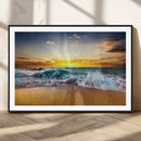 Golden Sunset Ocean Waves Wall Art Canvas Print – Multi