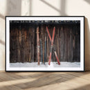 Vintage Ski Gear Canvas Print, Vintage Ski Gear Against