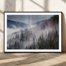 Beautiful Rising Fog in Winter Mountain Landscape- Framed