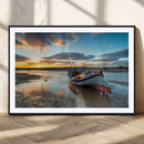 Small Boat At The Beach Sunset Wall Art, Boat Sunset Wall