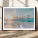 Tranquil Ocean Beach Sunset Canvas Wall Art | 3-Panel