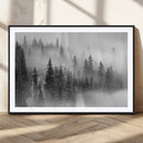 Foggy Misty Forest Canvas Wall Art – Black and White