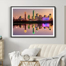Colorful Dallas City Lights Night Skyline Wall Art Print