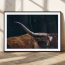Texas Longhorn Bull Wall Art Canvas Print - Large Framed