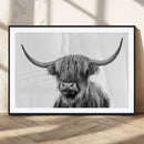 Grayscale Scottish Highland Cow Cattle Art Print Farmhouse by MyGreatCanvas | Canvas Wall Art Prints | Photo Prints & Wall Decor