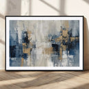 Modern Abstract Canvas Wall Art in Blue and Gold Tones |