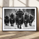 American Bison Art | Buffalo Herd Wall Art Canvas Print, BW