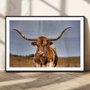 Texas Longhorn Wall Art Print, Framed Longhorn Cow Wall Art