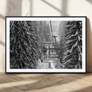 Winter Ski Lift Black and White Canvas Wall Art – Alpine