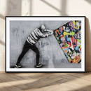 Banksy Art Behind the Curtain Street Wall Art Canvas Print |