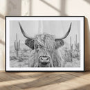 Rustic Charm | Cow Longhorn Black White Bighorn Wall Art