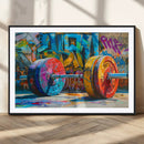 Fitness Gym Barbell Graffiti Wall Art Canvas Print
