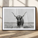Highland Cow Canvas Wall Art – Majestic Beauty in Black and