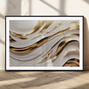Gold and White Abstract Wave Canvas – Elegant Flowing Design
