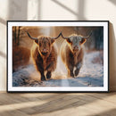 Scottish Highland Cow Horn Farm Wall Art Canvas Print