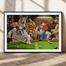 Dogs Playing Pool Canvas Wall Art Funny Gifts Dog Print