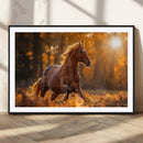Running Horse Sunset Forest Wall Art Canvas Print