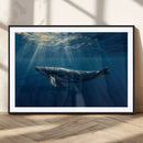 Whale under Ocean Wall Art Canvas Print